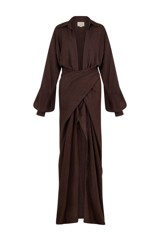 Suay Long Dress - Linen Cacao