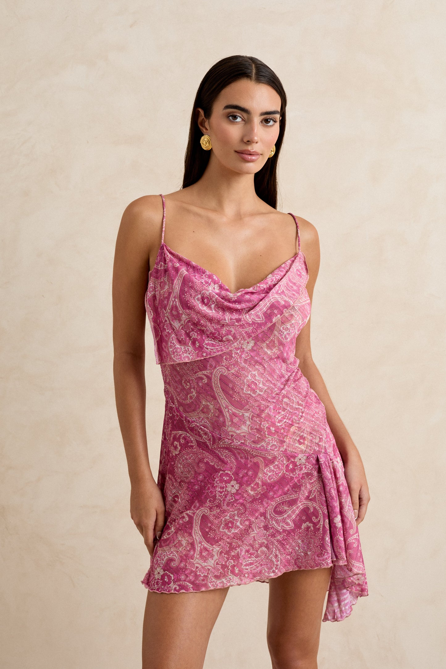 Cinta Midi Slip Dress - Peony