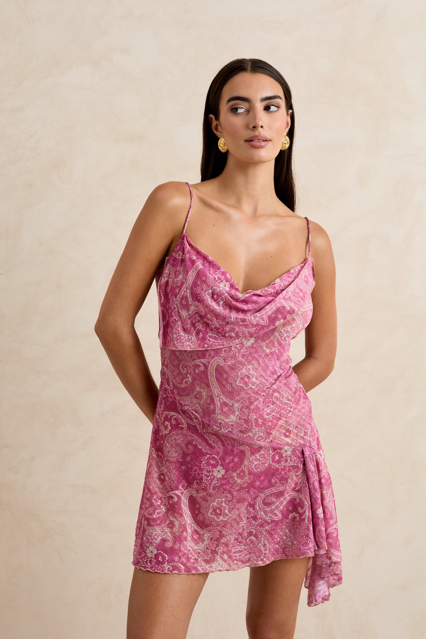 Cinta Midi Slip Dress - Peony