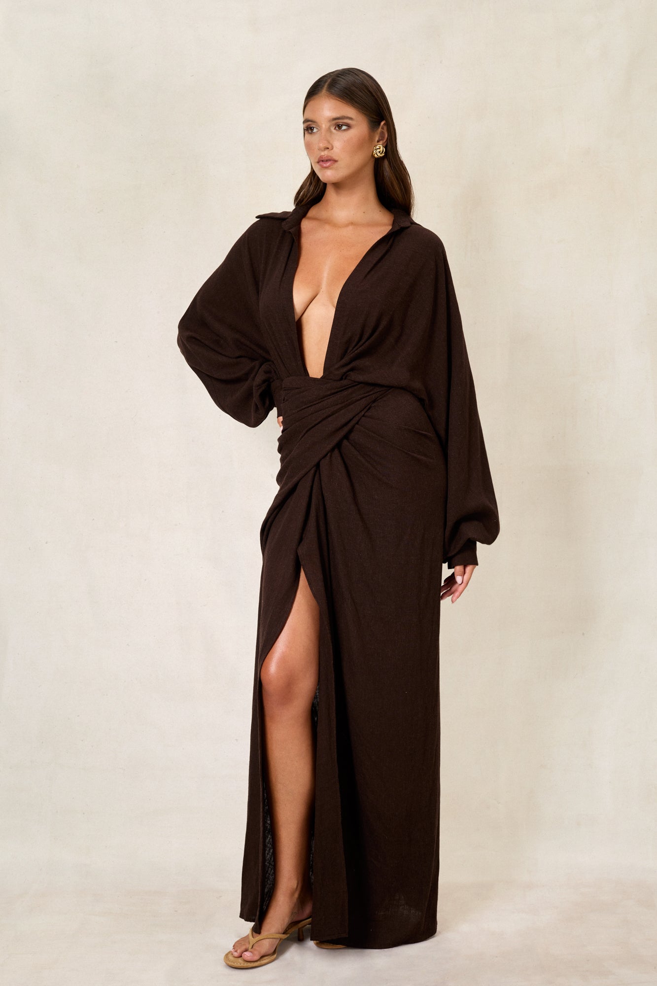 Suay Long Dress - Linen Cacao