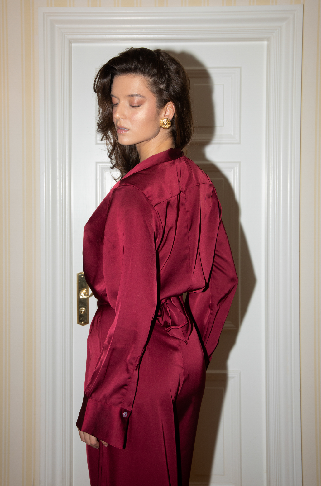 Julia Wrapped Blouse - Burgundy